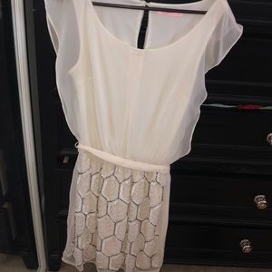Candies White dress with sequins bottom on front!